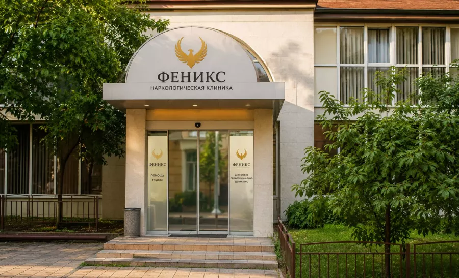 Вход в наркологическую клинику «Феникс» в Демидове